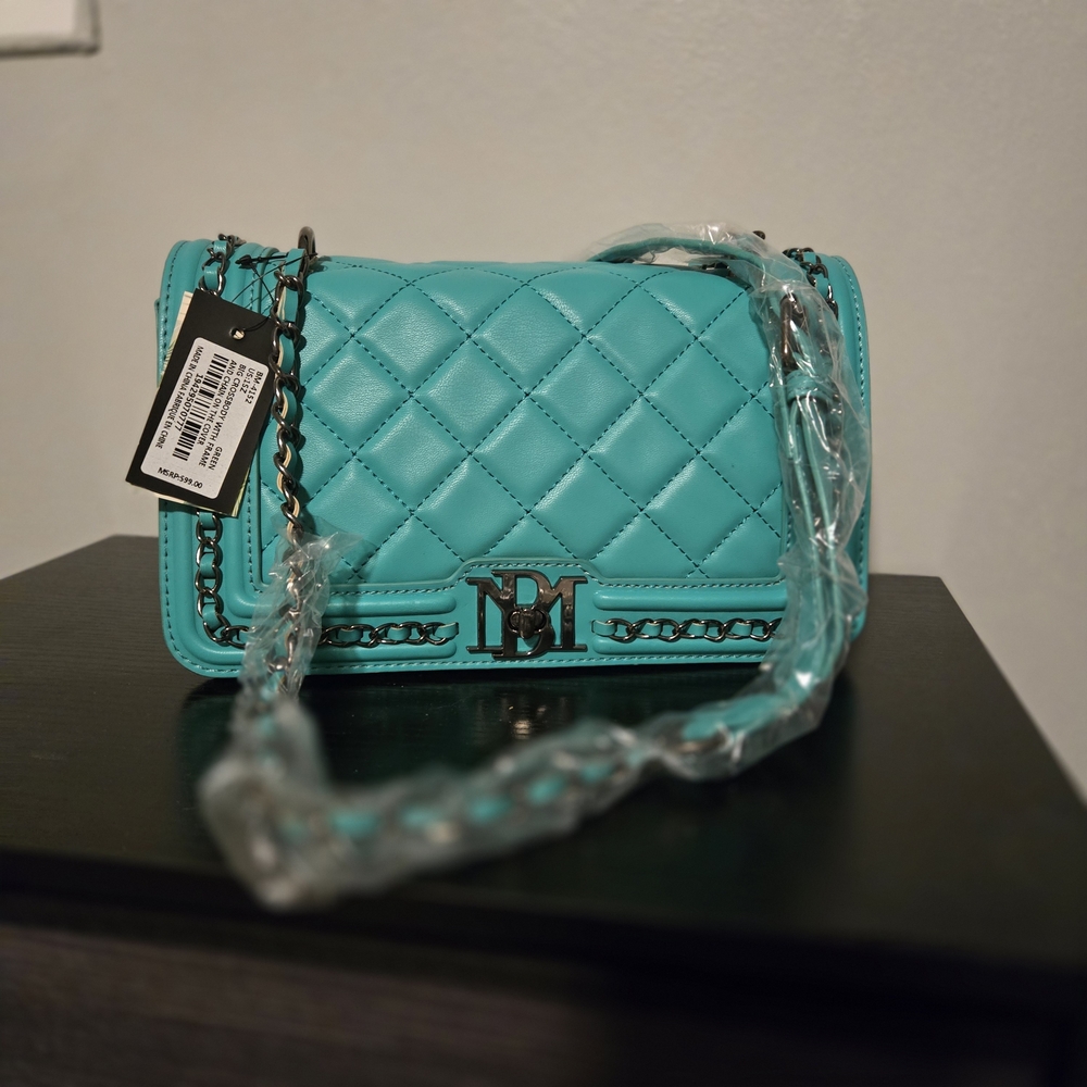 Quilted Turquoise Chain Shoulder Bag